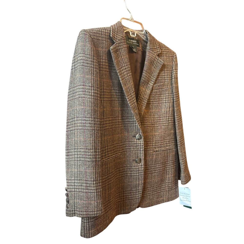 NWT Lauren Ralph Lauren women's glen plaid wool vintage equestrian blazer 4 - Picture 13 of 13